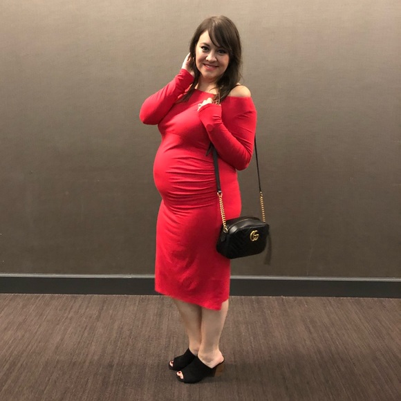 ASOS Maternity Dresses & Skirts - ASOS Maternity Bardot Dress with Long Sleeve